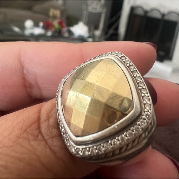 David Yurman diamonds Albion faceted gold ring sz 7 - Picture 10 of 11